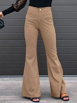 Corduroy Solid Pocket High Waist Bootcut Pants -Zanzea Shop 91c1d32b 36ed 4832 a1ea 12049a4ef838