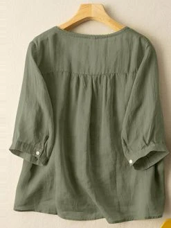 Women Lace Trim V-Neck Cotton Plain 3/4 Sleeve Blouse 13 Women Lace Trim V-Neck Cotton Plain 3/4 Sleeve Blouse -Zanzea Shop 9210bebb e688 4d8c 879d 6844c89565cc