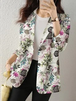 Plants Print Long Sleeve Lapel Blazer For Women -Zanzea Shop 922509b5 4c46 409c 89c6 384385e0d370
