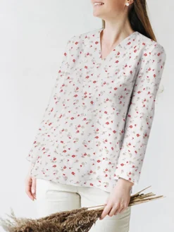 Allover Floral Print V-neck Slit Hem Long Sleeve Blouse -Zanzea Shop 92347d31 e2a3 4cec a197 0718b2a08160