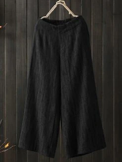 Wide Leg Solid Color Loose Elastic Waist Casual Pants -Zanzea Shop 9266d4df aebd 4ceb a22a a10820f5022f