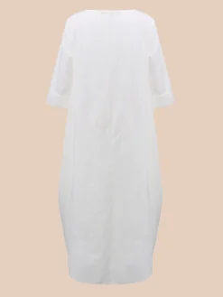 Vintage Women Solid 3/4 Sleeve Loose Maxi Dress With Pocket -Zanzea Shop 92cf7f70 617a 478f 8229 c3871d12c4c0