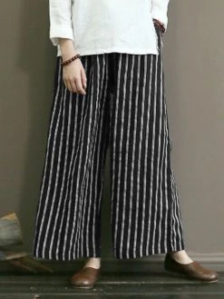 Striped Print Pocket Loose Wide Leg Pants -Zanzea Shop 935ec982 b999 4b27 b09c d542b487e640