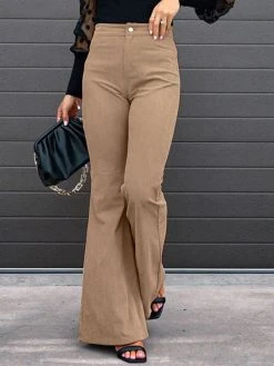 Corduroy Solid Pocket High Waist Bootcut Pants -Zanzea Shop 94b3581c c8f0 4b63 b444 61591da05f07