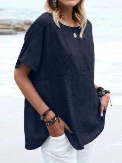 Women Solid Crew Neck Casual Short Sleeve T-shirt -Zanzea Shop 94fde710 be41 4884 8ee3 d8e5cd06d36f