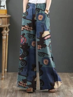 Abstract Pattern Pocket Drawstring Elastic Waist Loose Pants -Zanzea Shop 95322ed5 02a0 423d aee6 af71107b7d8e