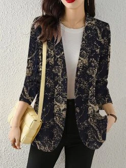 Plants Print Button Front Lapel Long Sleeve Blazer -Zanzea Shop 9552f527 5f79 4c67 b9ef eb7c67e5a185