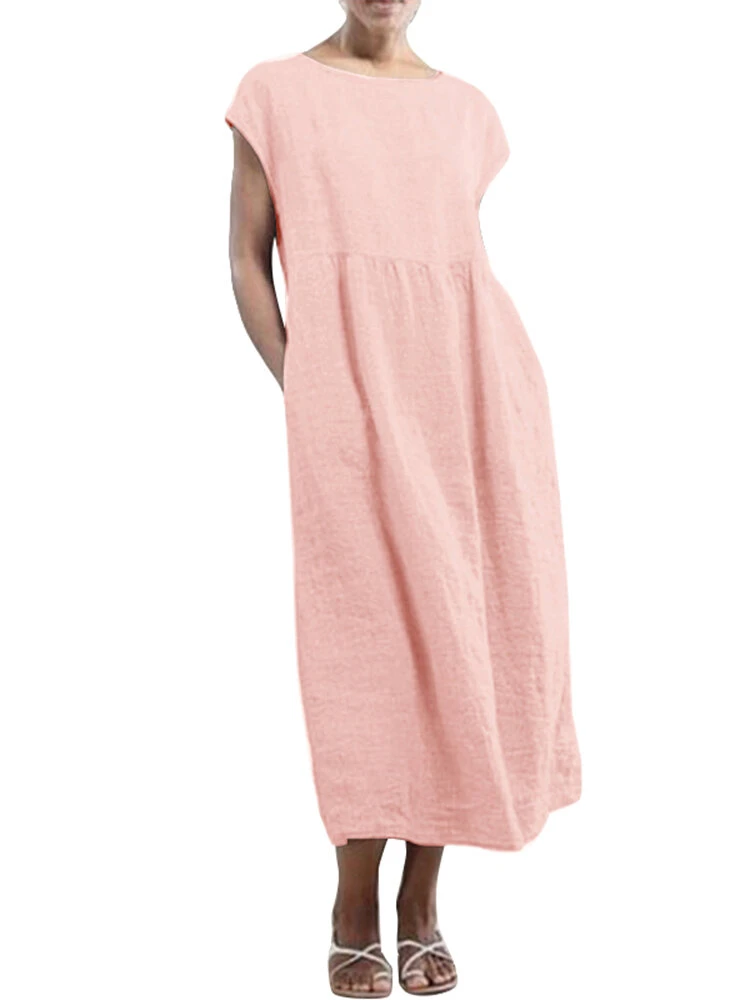 Solid Color Short Sleeve Plus Size Casual Dress 4 Solid Color Short Sleeve Plus Size Casual Dress - Image 4