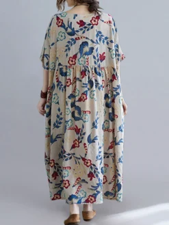 Flower Print Half Sleeve O-neck Loose Women Vintage Dress 13 Flower Print Half Sleeve O-neck Loose Women Vintage Dress -Zanzea Shop 960e40d8 2b0c 45a6 a300 78de4c9ee2e7