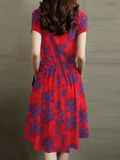 Allover Floral Print Pocket Drawstring Waist Dress -Zanzea Shop 975c4c9d 3d6f 4c53 9528 96bbd8f81569