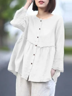 Lace Pleated Long Sleeve Plus Size Loose Blouse -Zanzea Shop 976c8af9 5cd6 4d3c 9305 4cf48c77fbf4