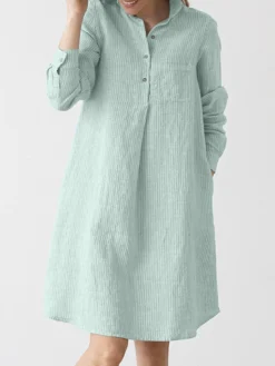 Stripe Print Pocket Button Half Placket Lapel Shirt Dress -Zanzea Shop 991162ad c372 4c3e a8c2 2263bfc0578f