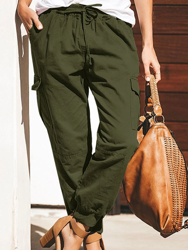 Fashion Solid Color Pocket Cargo Pants For Women 8 Fashion Solid Color Pocket Cargo Pants For Women - Image 8