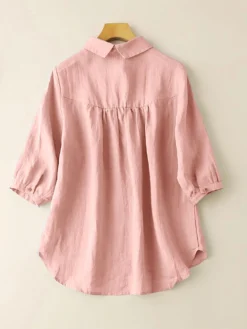 Solid Button Half Sleeve Lapel Loose Casual Blouse -Zanzea Shop 9943497f 0fa7 482a b4a7 271e958f6ff0