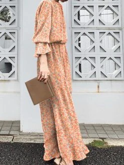 Floral Print Long Bell Sleeve Crew Neck Slit Maxi Dress 14 Floral Print Long Bell Sleeve Crew Neck Slit Maxi Dress -Zanzea Shop 9a309c26 287f 4b38 9bae 3daad957fc5c