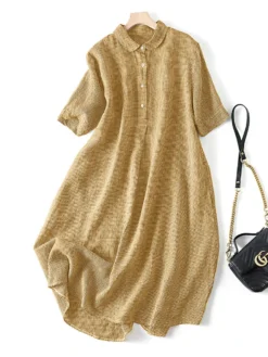 Check Print Pocket Button Front Lapel Short Sleeve Dress -Zanzea Shop 9a36a149 8df2 4a4e bf21 b5637067c79f