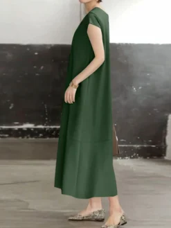 Women Solid Short Sleeve Casual Crew Neck Dress -Zanzea Shop 9aa051d3 523a 47d7 857b cd2385b7508c