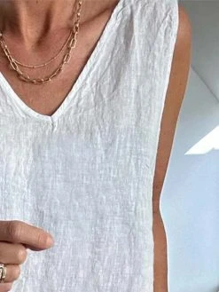Women Plain Texture V-Neck Cotton Sleeveless Tank Top -Zanzea Shop 9aa126f9 d499 4d56 be8e 49dc5c18851b