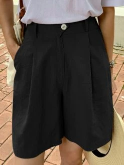 Solid Pocket Elastic Waist Casual Wide Leg Shorts -Zanzea Shop 9b05f867 e82f 4b01 a222 3f909f27d523