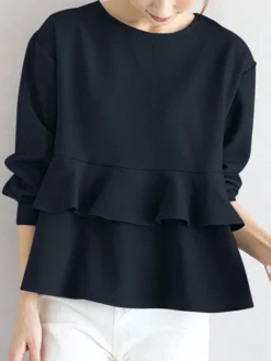 Ruffle Tiered Solid Long Sleeve Crew Neck Casual Blouse 18 Ruffle Tiered Solid Long Sleeve Crew Neck Casual Blouse -Zanzea Shop 9b17d2e1 9695 4511 a2ad 053db84f36c5