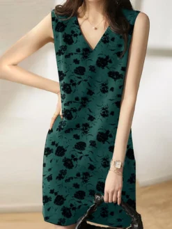 Women Random Allover Flower Print Sleeveless V-neck Dress -Zanzea Shop 9b7be302 ecaf 4b55 a14c e9f00bee9794