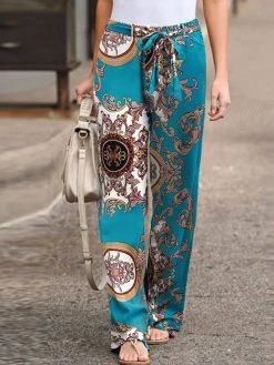 Tribal Pattern Elastic Waist Pants With Belt -Zanzea Shop 9c1e3b7a ad95 4c22 ab7d 10949a280070