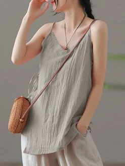 Women Plain Wrap Tie Side Cotton Spaghetti Strap Cami -Zanzea Shop 9c361cb0 5ffd 4d8a 8ba9 35f50ff57647