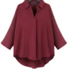 Lapel Solid Color Casual Plus Size Blouse For Women
