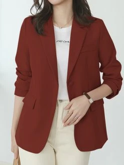 Women Solid Long Sleeve Button Front Lapel Blazer -Zanzea Shop 9cae19f7 f1fe 46d1 9585 c0a8fd7b0f29