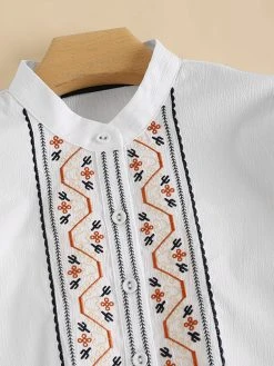 Tribal Embroidery Stand Collar Button Long Sleeve Blouse -Zanzea Shop 9cc76df6 7d2a 442a 8b7d e03e589d6ae1