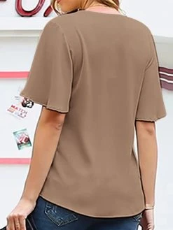 Ruffle Sleeve V-neck Solid Casual Blouse For Women -Zanzea Shop 9cfc2c46 5c5c 4195 81f6 475a07447f09