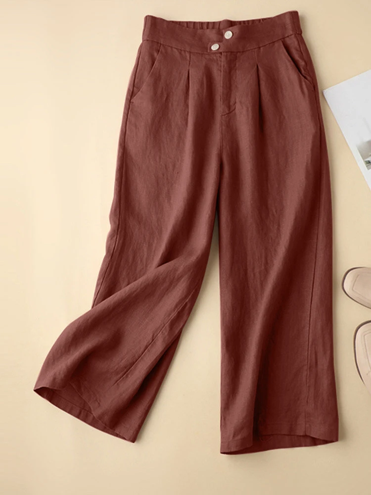 Solid Pocket Zip Front Elastic Waist Straight Leg Pants 3 Solid Pocket Zip Front Elastic Waist Straight Leg Pants - Image 3