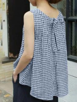 Plaid Knotted Round Neck Sleeveless Casual Tank Top 15 Plaid Knotted Round Neck Sleeveless Casual Tank Top -Zanzea Shop 9db8aa05 6f06 4b09 9d0c 130ccecdda86