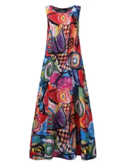 Vintage Printed Sleeveless Plus Size Casual Dress For Women -Zanzea Shop 9e2e353a 3346 4ab5 bb28 56e23f940c31