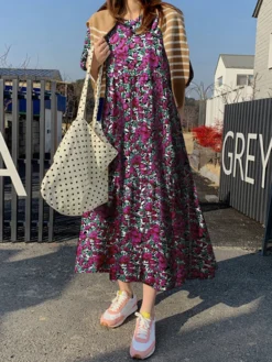 Floral Print Half Sleeve O-neck Loose Dress -Zanzea Shop 9e4ffda3 1f02 4c4a b276 72f7af7fd525