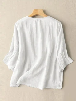 Solid Crew Neck Casual Women 3/4 Sleeve Blouse -Zanzea Shop 9ea90b1d da56 4598 94ab 44062fd17c4c
