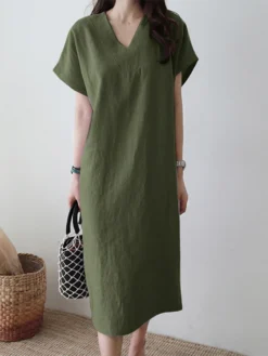 Solid V-neck Short Sleeve Dress For Women 18 Solid V-neck Short Sleeve Dress For Women -Zanzea Shop 9f08135a ef43 4487 bb3a c60574711fc4