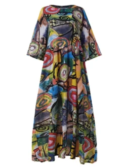 Graffiti Print O-neck Plus Size Loose Dress -Zanzea Shop 9f4a0bcb 8df6 4bdd b7b0 352274c010e7