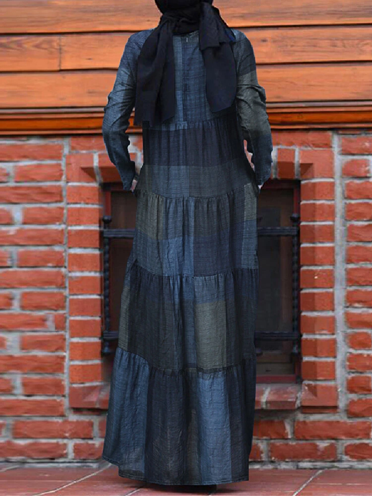 Plaid Print Contrast Color Casual Dress With Pocket For Women 6 Plaid Print Contrast Color Casual Dress With Pocket For Women - Image 6