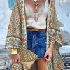 Bohemian Floral Print Loose Long Sleeve Kimono