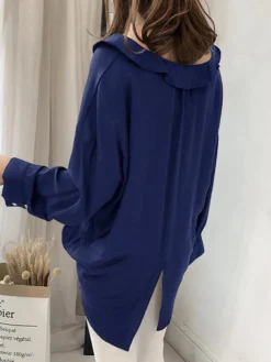 Solid Ruffle Loose Slit Long Sleeve Casual Women Blouse 13 Solid Ruffle Loose Slit Long Sleeve Casual Women Blouse -Zanzea Shop a1a3266c a952 4f38 b980 003d790bd1d6