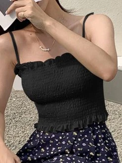 Shirred Adjustable Strap Solid Lettuce Edge Sexy Cami 22 Shirred Adjustable Strap Solid Lettuce Edge Sexy Cami -Zanzea Shop a2da9614 f2ef 423f 9de9 1466654916cf