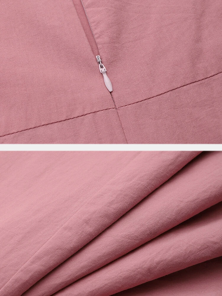 Solid Color A-Line Long Sleeve Maxi Cotton Loose Dress 7 Solid Color A-Line Long Sleeve Maxi Cotton Loose Dress - Image 7