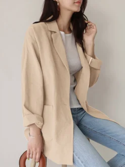 Casual Solid Color Lapel Long Sleeve Plus Size Jackets With Button -Zanzea Shop a2dbc9b4 a7f3 439e 90f4 db1fe66b1881