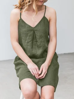 Solid Pocket Spaghetti Strap Backless Dress For Women -Zanzea Shop a3701bfc 2dc7 485d 8a47 8adfb9de4360