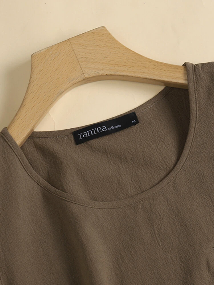 Women Solid Crew Neck Cotton Sleeveless Tank Top 8 Women Solid Crew Neck Cotton Sleeveless Tank Top - Image 8