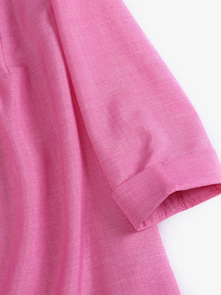 Women Floral Embroidered Notched Neck 3/4 Sleeve Blouse 8 Women Floral Embroidered Notched Neck 3/4 Sleeve Blouse - Image 8