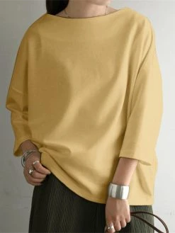 Solid Drop Shoulder 3/4 Sleeve Crew Neck Casual Loose T-shirt 21 Solid Drop Shoulder 3/4 Sleeve Crew Neck Casual Loose T-shirt -Zanzea Shop a4596674 b135 4a27 a6a6 8f8e2b1b1501