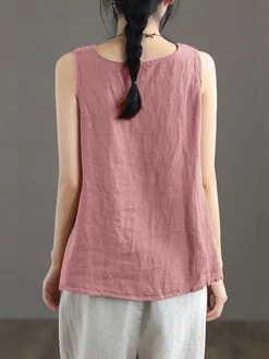 Contrast Slit Hem Sleeveless Crew Neck Casual Tank Top -Zanzea Shop a460c11c 7290 4921 9304 581bb5c1a372