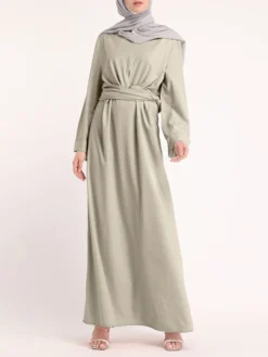 Solid Color Knotted Long Sleeve Maxi Muslim Dress 9 Solid Color Knotted Long Sleeve Maxi Muslim Dress -Zanzea Shop a4663099 8978 4d32 b4f5 d1218dddd4dd